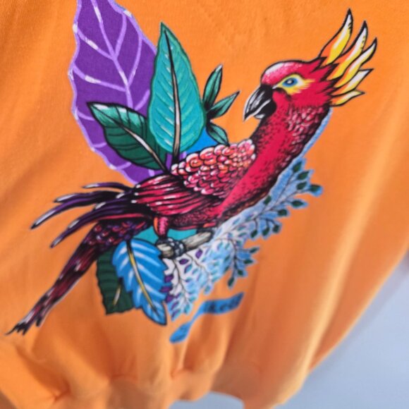 Vintage Karen Scott Orange Upcycled Lorikeet Parrot Applique Short Sleeved Top L - Picture 13 of 16